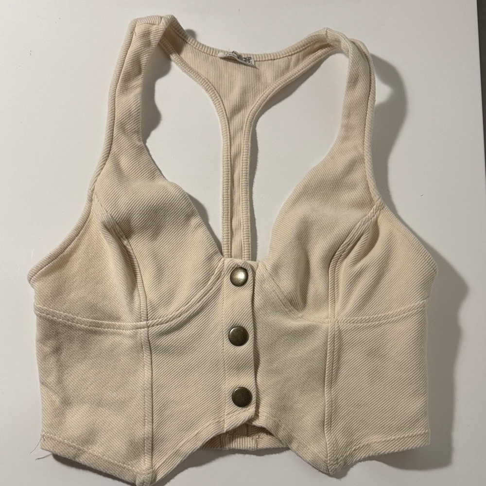 Free People Button-Up Crop Top